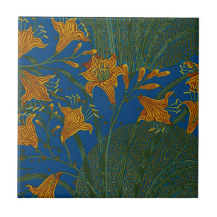 Carreau Motif floral de jour de lys vintage de Walter Cran