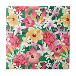 Carreau Motif floral de ketmie tropicale