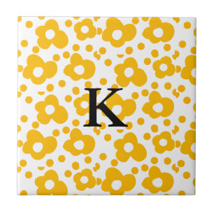Carreau Motif floral de marguerite blanc jaune ajouter mon