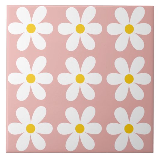 Carreau Motif floral de marguerite rose rétro (Devant)