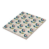 Carreau Motif floral de rétro turquoise (Côté)