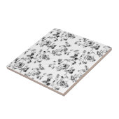 Carreau Motif floral de roses noires et blanches (Côté)