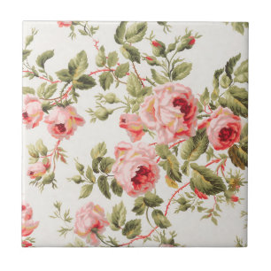 Carreau Motif floral de roses roses vintage