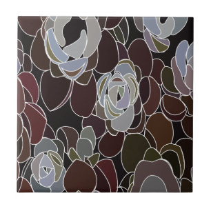 Carreau Motif floral de succulentes colorées 