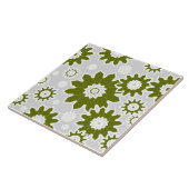 Carreau Motif floral, design moderne, vert olive, blanc (Côté)