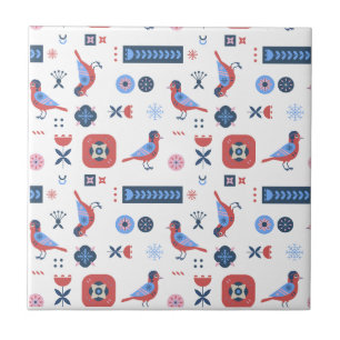 Carreau Motif floral d'oiseaux scandinave nordique Design