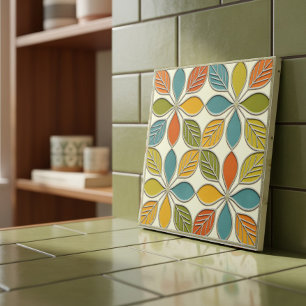 Carreau Motif floral entrelacé milieu du XXe siècle modern