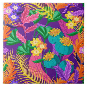 Carreau Motif floral exotique coloré-23148