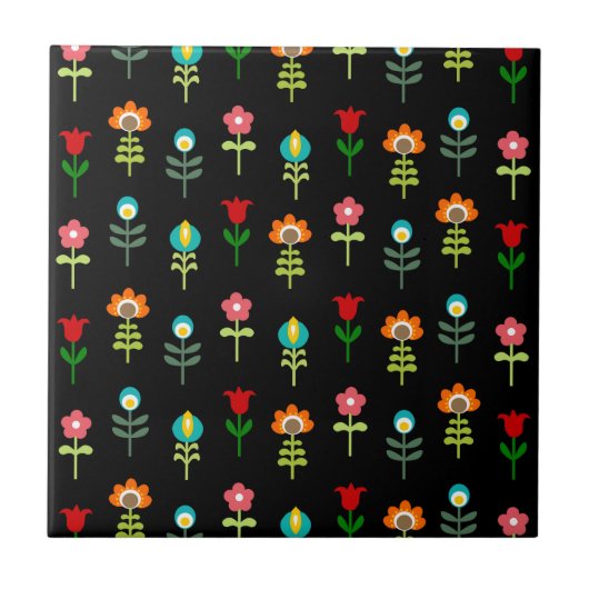 Carreau Motif floral folklorique rétro (Devant)