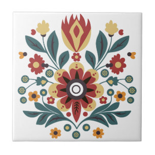 Carreau Motif floral folklorique scandinave