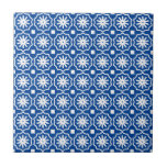 Carreau Motif floral géométrique moderne blanc bleu<br><div class="desc">Motif de céramique géométrique moderne et bleu blanc</div>