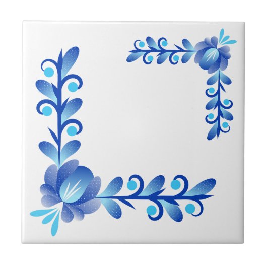 Carreau Motif floral méditerranéen bleu et blanc élégant (Devant)