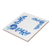 Carreau Motif floral méditerranéen bleu et blanc élégant (Côté)
