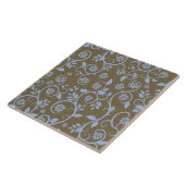 Carreau motif floral moderne bleu et marron (Côté)