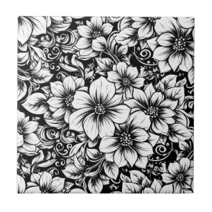 Carreau Motif floral monochrome chic de luxe (1)