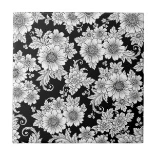 Carreau Motif floral monochrome chic de luxe (2)