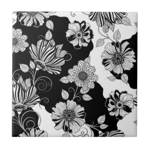 Carreau Motif floral monochrome chic de luxe (4)