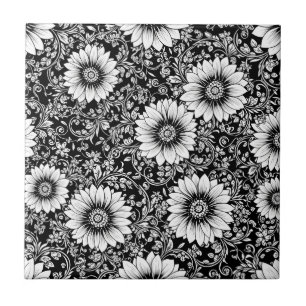 Carreau Motif floral monochrome chic de luxe (5)
