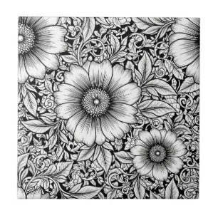 Carreau Motif floral monochrome chic de luxe (7)