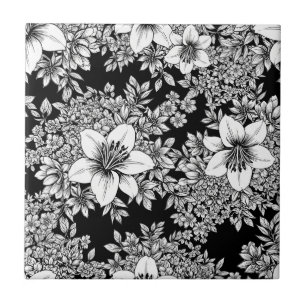 Carreau Motif floral monochrome chic de luxe (8)