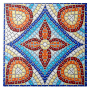 Carreau Motif floral mosaïque méditerranéen