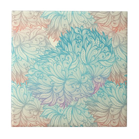 Carreau Motif floral multicolore de griffonnage (Devant)