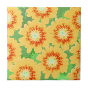 Carreau Motif floral orange