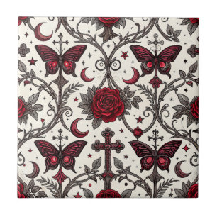 Carreau Motif floral papillon gothique (1)