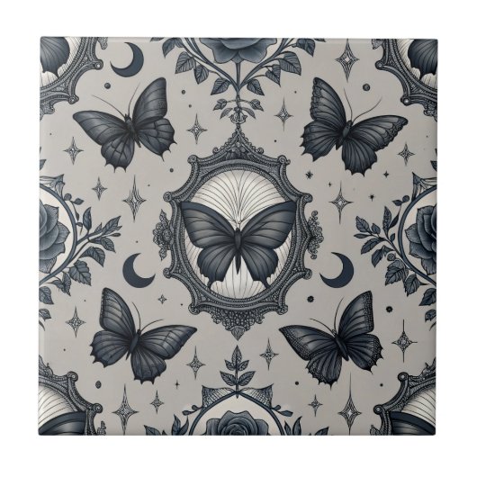 Carreau Motif floral papillon gothique (2) (Devant)