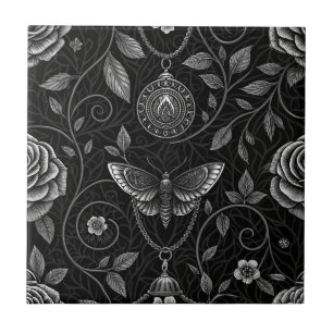 Carreau Motif floral papillon gothique (3)