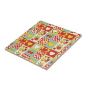 Carreau Motif floral patchwork rétro à la fraise (Côté)