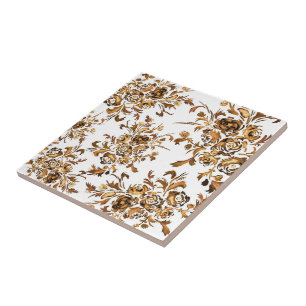 Carreau Motif floral portugais doré