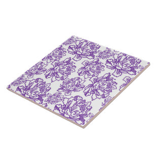 Carreau motif floral pourpre