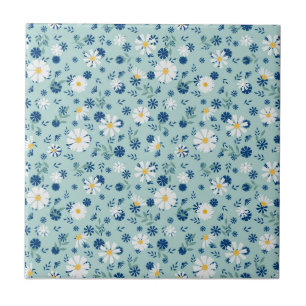 Carreau Motif floral rétro avec des marguerites.