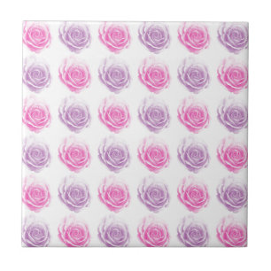 Carreau Motif floral rose rose et violet