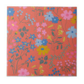 Carreau Motif floral rouge Boho moderne (Devant)