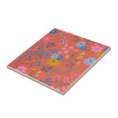 Carreau Motif floral rouge Boho moderne (Côté)