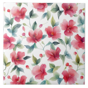 Carreau Motif floral rouge brumeux