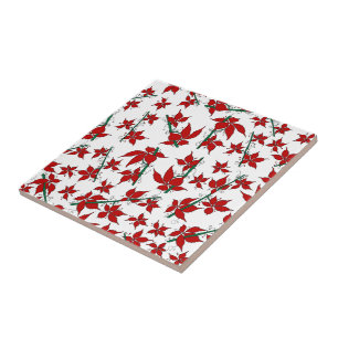Carreau Motif floral rouge de poinsettia de Noël