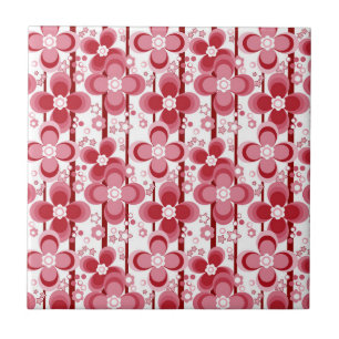 Carreau Motif floral rouge et blanc