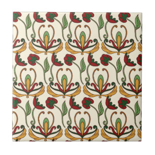 Carreau Motif floral sans couture avec des fleurs rouges e