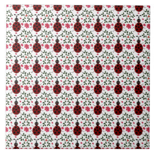 Carreau Motif floral sans couture de coccinelle mignonne