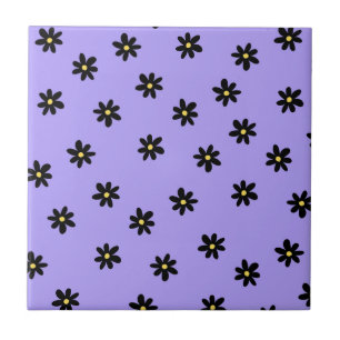 Carreau Motif floral simple floral violet noir prépa