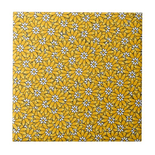 Carreau Motif floral superposé jaune vif (Devant)