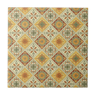 Carreau Motif floral traditionnel de majolique méditerrané