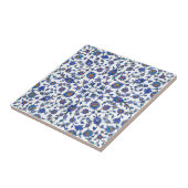 Carreau Motif floral turc bleu fait main antique de tuiles (Côté)