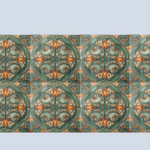 Carreau Motif floral vert Art nouveau