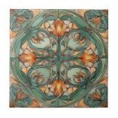 Carreau Motif floral vert Art nouveau (Devant)