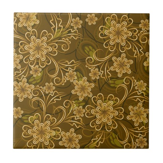 Carreau Motif floral vintage d'or (Devant)