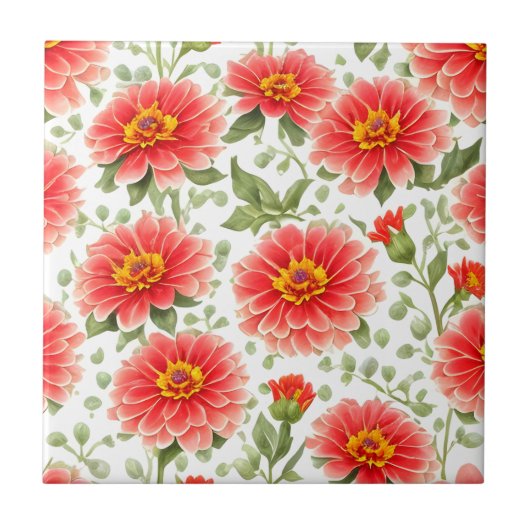 Carreau Motif floral Zinnia Fleurs (Devant)